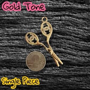 Single Piece CC Scissors Large White Rhinestone Charm Pendant Zipper Pull Charm